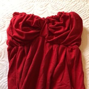 Karina Grimaldi. Cotton red dress. Strapless. Super soft and heavy dress.